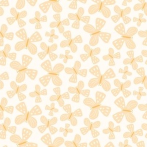 Whimsical Scattered Pastel Yellow Butterflies on a Light Background