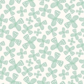 Sage Green Scattered Butterflies on a Light Background Small Scale