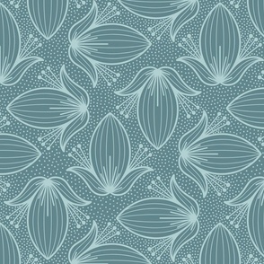 Duck Egg Blue Abstract Floral – Breathe Deep Botanical Art Deco Illustration Statement Wallpaper