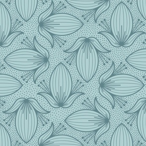Duck Egg Blue Abstract Floral – Breathe Light Botanical Art Deco Illustration Statement Wallpaper