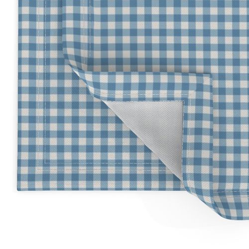 1/4 Inch Cool Blue Gingham Check on Light Ivory