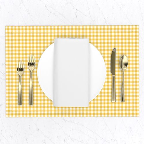 1/4 Inch Sunny Yellow Gingham Check on Light Ivory