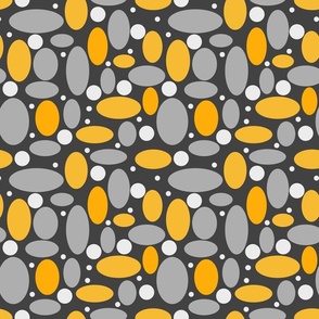 beans peas sixties retro pattern gray  yellow  dark gray  decor