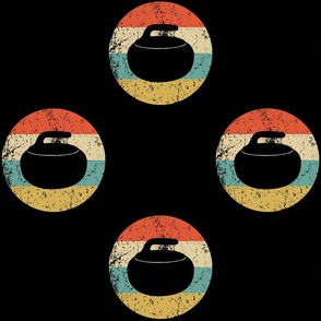 Retro Curling Stone Sports Icon Repeating Pattern Black