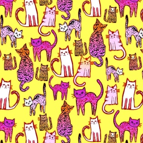 Neon cats Bright and Bold Cats and Kittens with Leopard Print