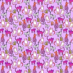 Leopard Print Cats Bright and Bold on Lilac