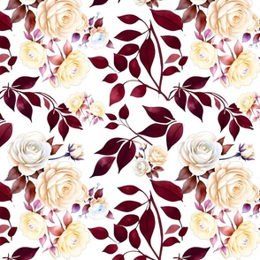Creme Colored Flowers with Burgundy L