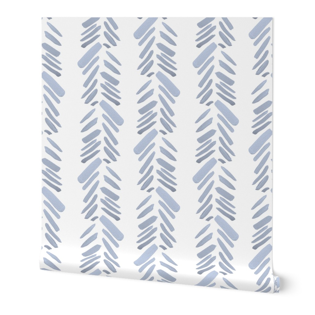 sky blue herringbone on white / Brush Strokes