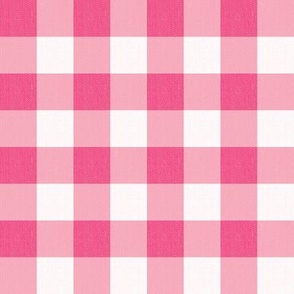 Twill Textured Gingham Check Plaid (1" squares) - Eucalyptus Flower Pink and White  (TBS197)
