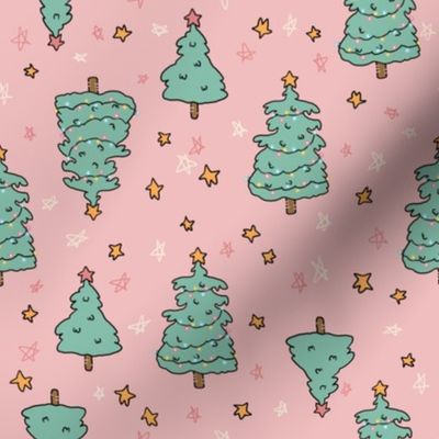 Christmas trees in pink