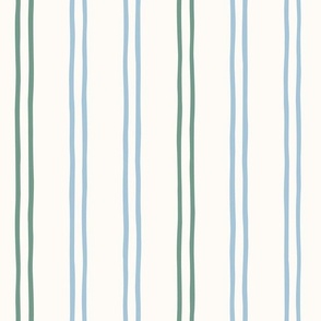 Hand Drawn Double stripes in cool blue and green 