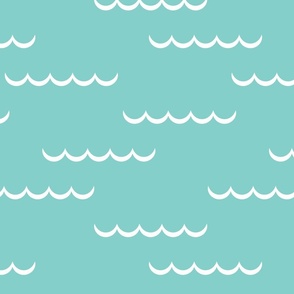 Minimalist Waves - Turquoise - Ocean - Sea - Coastal - Seaside - Beach - Vacation - Minimalist - Kids - Nursery Wallpaper - Teal - Surf - Nature - Water - Travel - Summer