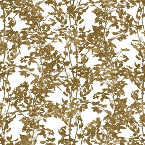 Forest foliage silhouette in trail gold and white. Jumbo scale  