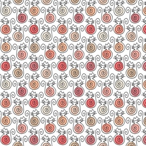 cat - peach fuzz bombalurina cat small - pantone peach plethora color palette - cute hand-drawn cat fabric and wallpaper