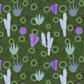 Green and Purple cactus and circles