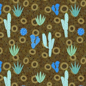 Neutral and blue cactus and circles