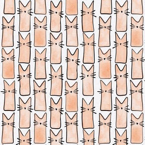 small scale cat - peach fuzz buddy cat - pantone color of the year 2024 - watercolor adorable cat - cute cat fabric