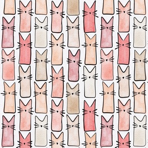 small scale cat - peach fuzz buddy cat - pantone peach plethora color palette - watercolor adorable cat - cute cat fabric