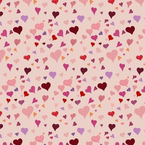 Vibrant Scattered Textured Hearts