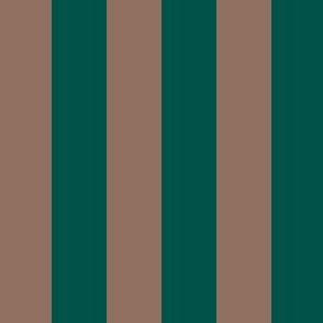 1” Vertical Stripes, Brown and Green