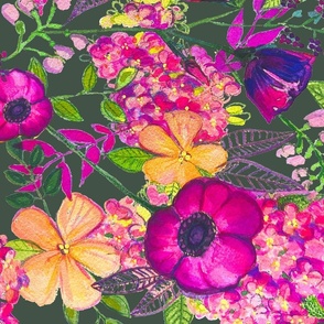 Pink Boho Painted Floral Print Art Curtains. – The Artwerks