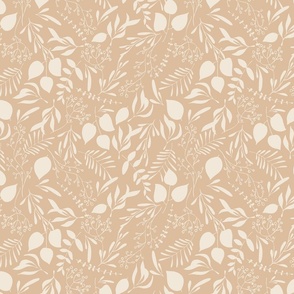 Leaves whimsical in complementary colors white and tan brown