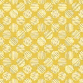 Zafferano Yellow  Striped Circles Made Of Brush Strokes, Small Scale Monochromatic  Saffron