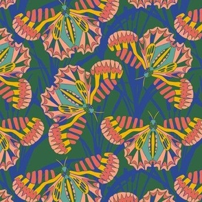 Geo Butterflies Green Pink Yellow Blue Large Scale Fabric Home Decor