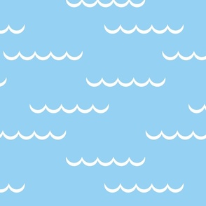 Minimalist Waves - Sky Blue - Ocean - Sea - Coastal - Seaside - Beach - Vacation - Minimalist - Kids - Nursery Wallpaper - Surf - Nature - Water - Travel - Summer