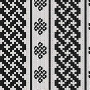 cable knit Celtic knots in black and cream