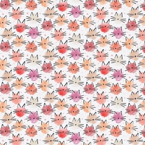micro scale cat - peach fuzz ellie cat - pantone peach plethora color palette - watercolor drops cat - cute cat fabric and wallpaper