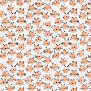 micro scale cat - peach fuzz ellie cat - pantone color of the year 2024 - watercolor drops cat - cute cat fabric and wallpaper
