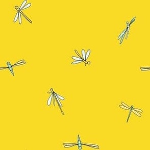 Small Dragonflies on Yellow