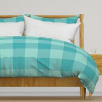 Gingham Check Plaid (6" squares) - Bermuda Green & Baltic Green