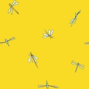 Medium Dragonflies on Yellow