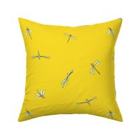 Large Dragonflies on Yellow