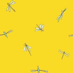 Large Dragonflies on Yellow