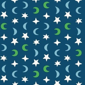 Sky Candy, dark blue and frog green