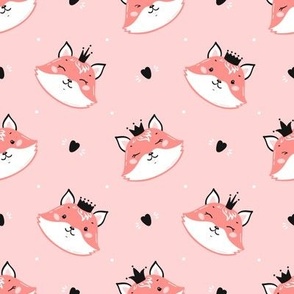 Cute Little Fox Princess and Hearts