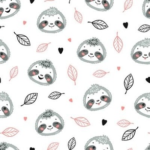 Cute Sloths and Leaves 