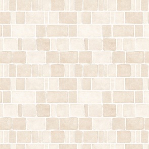 Neutral minimalism mosaic. Natural tiles. Beige bricks.