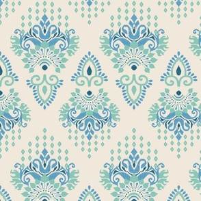 Diamond Ikat Damask | Aquastone - ‘2024 SW Blues & Greens Anthology’ Palette Coordinate