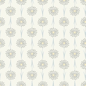 Small Dandelion Delight floral in creme and light green- French Country