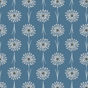 Small Dandelion Delight floral in creme and blue- French Country