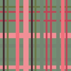 Green and pink check on green