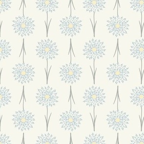 Small Dandelion Delight floral in creme, yellow, and light blue- French Country