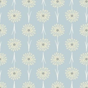 Small Dandelion Delight floral in yellow and light blue- French Country