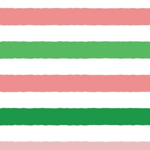 2 inch Watermelon Pink and Green Stripes Horizontal