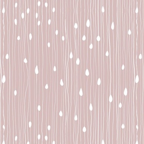 Drops and dots with intermittent broken lines, off-white on broken pink / kept love letters - medium scale
