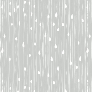 Drops and dots with intermittent broken lines, off-white on  silver grey / harbor gray - medium scale